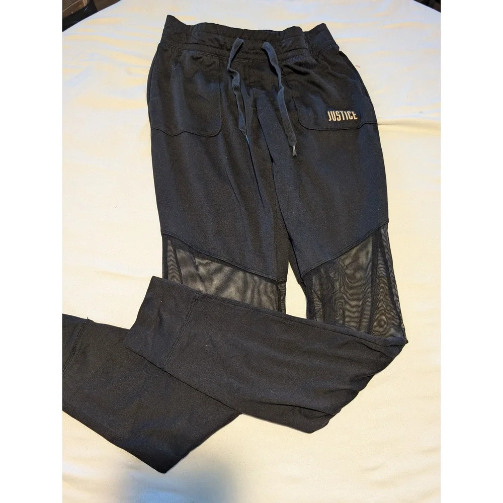 Justice Active‎ Girls Black Joggers Mesh Panel Athletic Pants Size 14/16